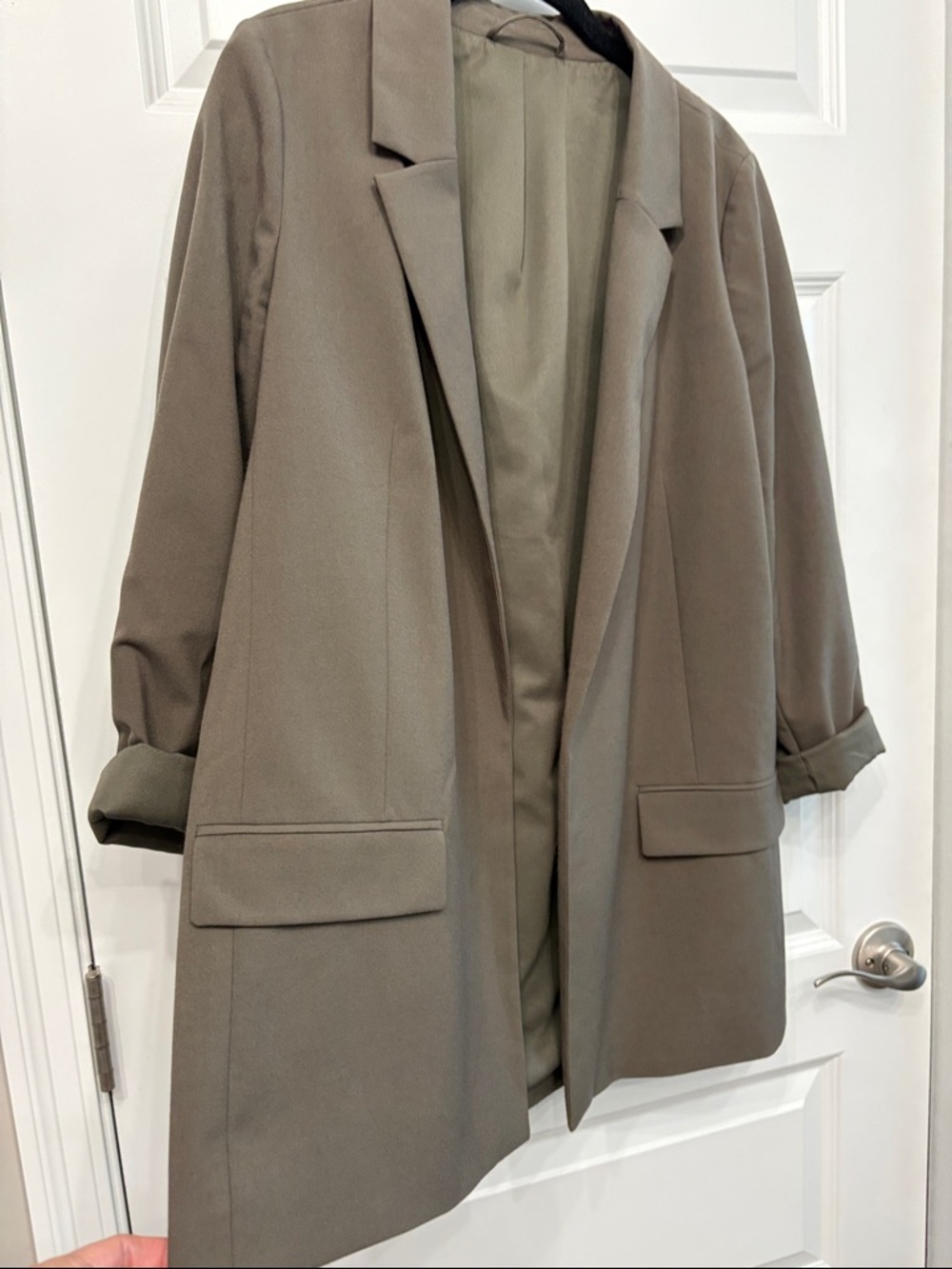 ALLSAINTS Aleida Lightweight Tri Blazer Jacket in Dark Olive Green - Picture 2 of 8
